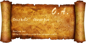 Oszkó Avarka névjegykártya
